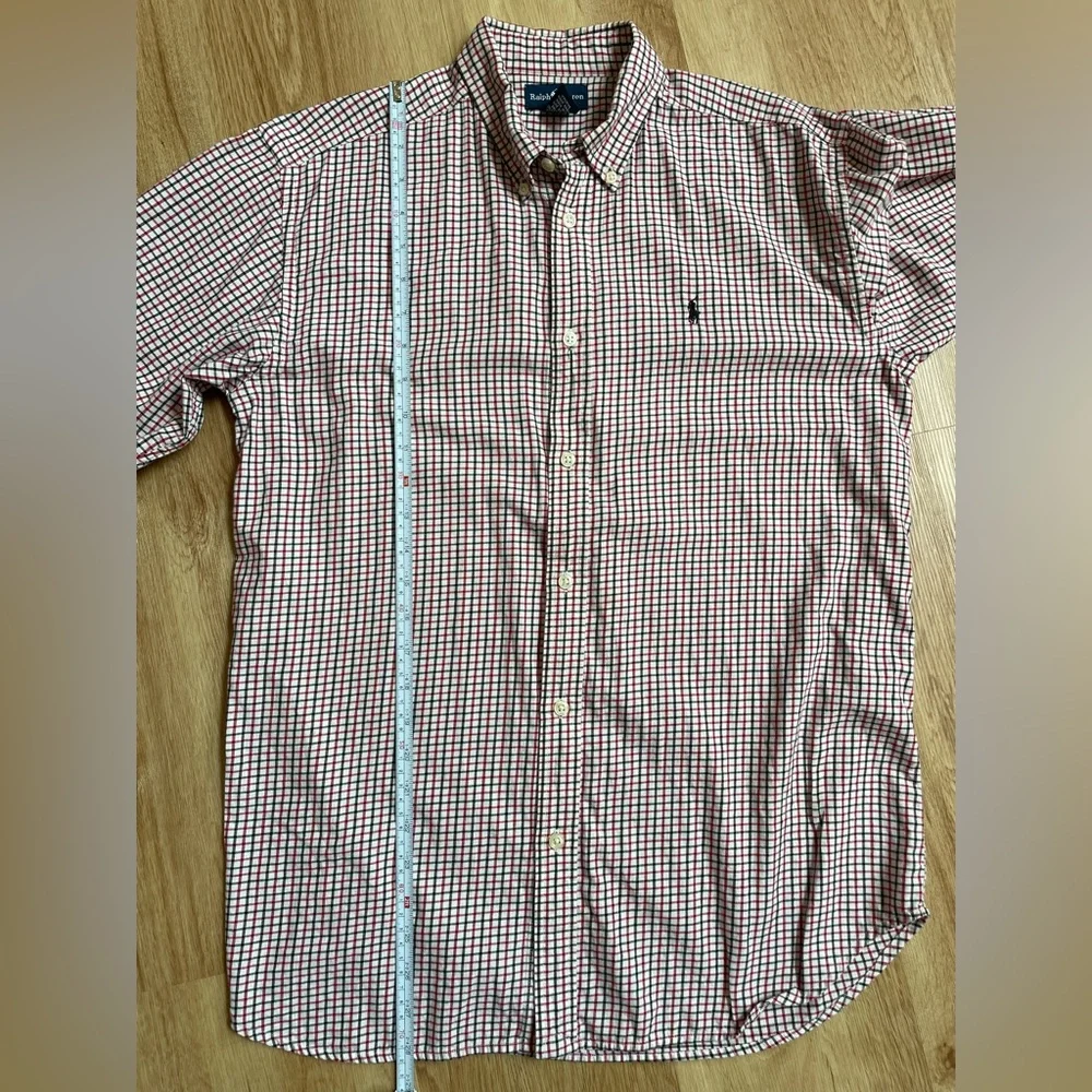 Ralph Lauren shirt vintage boy’s plaid button down white red blue XL preppy